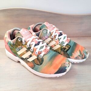 Adidas Women's ZX Flux Torsion Hawaiian Floral Running Shoe 8 Pink Athleisure